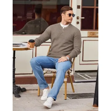 COOFANDY Men's Henley Lightweight Sweater - Stylish Comfort