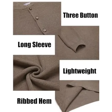 COOFANDY Men's Henley Lightweight Sweater - Stylish Comfort