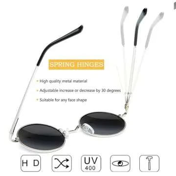 Joopin Polarized Round Sunglasses Circle Hippie Sun Glasses UV400 Teashade Shades for Women Men Sunnies Halloween Costume (Mirrored Green)