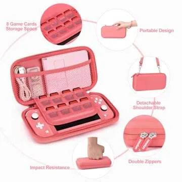 innoAura Switch Lite Case 18 in 1 Switch Lite Accessories Bundle with Switch Lite Carrying Case, Switch Game Case, Switch Lite Screen Protector, Switch Stand, Switch Thumb Grips (Coral)