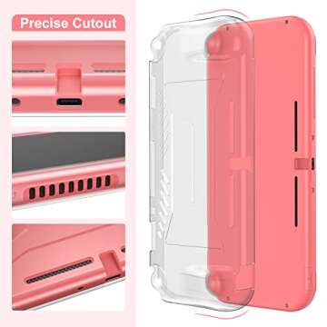 innoAura Switch Lite Case 18 in 1 Switch Lite Accessories Bundle with Switch Lite Carrying Case, Switch Game Case, Switch Lite Screen Protector, Switch Stand, Switch Thumb Grips (Coral)