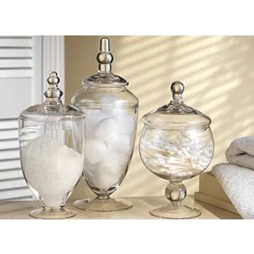 Apothecary Glass Jars Set of 3 for Gifts & Decor