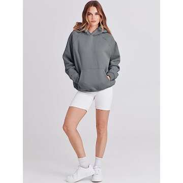 ANRABESS Women Hoodies Oversized Fleece Long Sleeve Comfy Casual Basic Pullover Sweatshirts 2025 Fall Outfits Sweater Grey Small