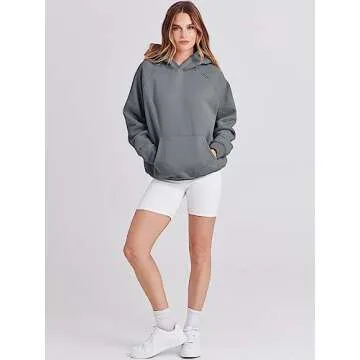ANRABESS Women Hoodies Oversized Fleece Long Sleeve Comfy Casual Basic Pullover Sweatshirts 2025 Fall Outfits Sweater Grey Small