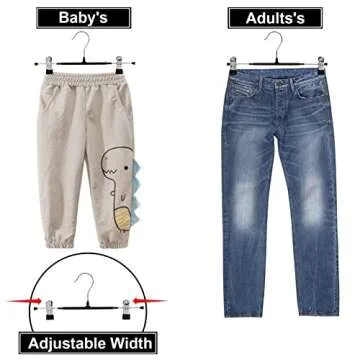 30-Pack Pant Hangers with Adjustable Clips for All Clothes