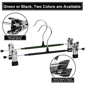 30-Pack Pant Hangers with Adjustable Clips for All Clothes