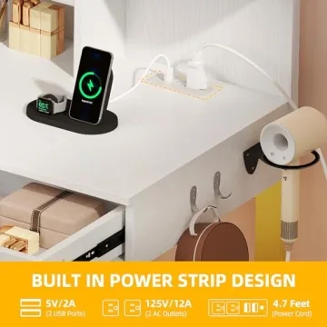 YITAHOME Makeup Vanity Desk Set with Mirror & Lights