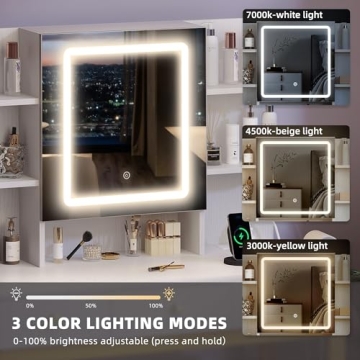 YITAHOME Makeup Vanity Desk Set with Mirror & Lights