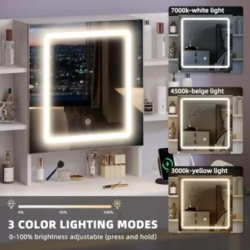 YITAHOME Makeup Vanity Desk Set with Mirror & Lights