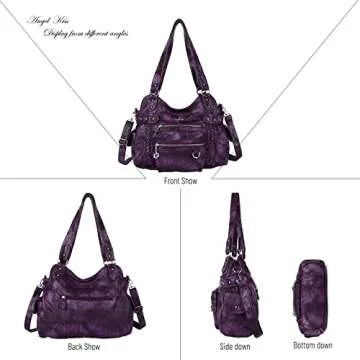 Angel Kiss Hobo Handbags for Women Soft PU Leather Shoulder Handbags Ladies Purses PURPLE