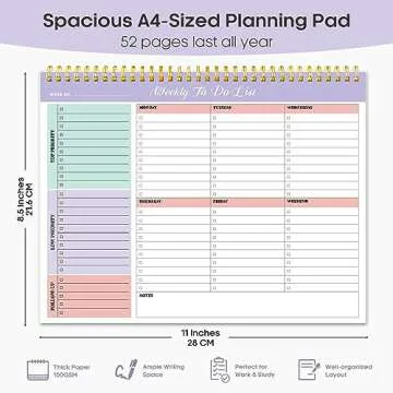 Weekly To Do List Notepad with 52 Undated Sheets