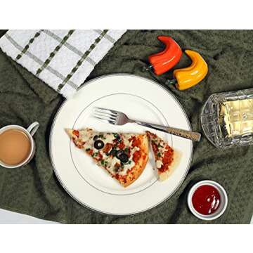 HomeLabels - Kitchen Towels 15 x 25 Inch Cotton Pack of 12 Premium - Machine Washable Extra Soft Sage and White Dobby Weave Dish Towels, Tea Towels, Bar Towels Absorbent 3 Design Dish Cloths