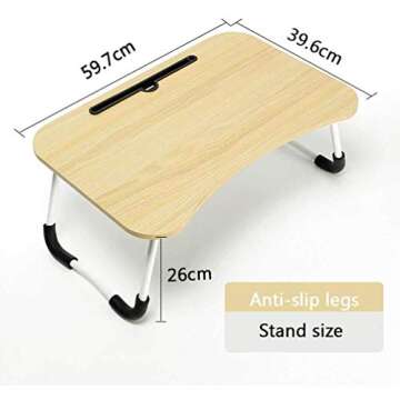 Adjustable Laptop Bed Table Lap Desk, Portable Bed Tray Table for Couch and Sofa, Breakfast Tray Dining Table, Folding Dormitory Table Notebook Stand Reading Holder for Couch Floor Kid (23.6 x 15.7in)