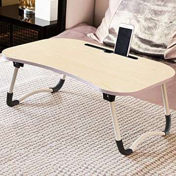 Adjustable Laptop Bed Table Lap Desk, Portable Bed Tray Table for Couch and Sofa, Breakfast Tray Dining Table, Folding Dormitory Table Notebook Stand Reading Holder for Couch Floor Kid (23.6 x 15.7in)