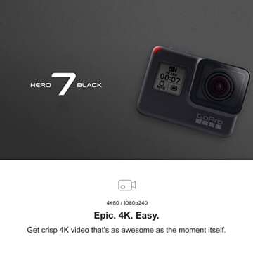 GoPro HERO7 Black + 2 Extra Batteries + Lanyard Sleeve- E-Commerce Packaging - Waterproof Digital Action Camera with Touch Screen 4K HD Video 12MP Photos Live Streaming Stabilization