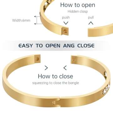 RDISOR Gold Bracelets for Women Friendship Love Bangle Bracelets 14K Gold Plated Stainless Steel Bra...