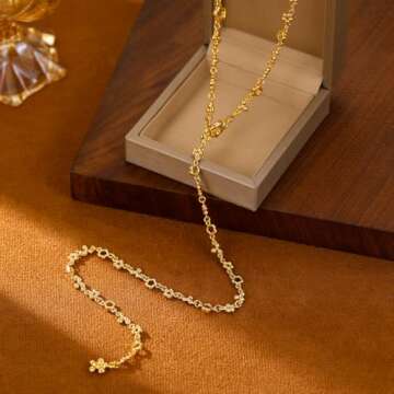 Elegant Gold Y-Necklace with Beaded Chain - Chic Long Drop Design for All Occasions