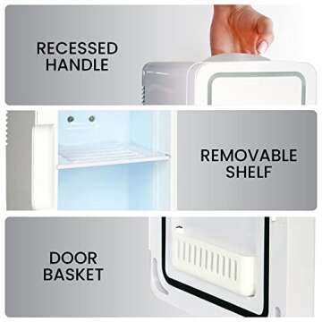Koolatron Cosmetics Fridge w/Lighted Makeup Mirror, 6L Portable Skincare Refrigerator w/LED Ring Lig...