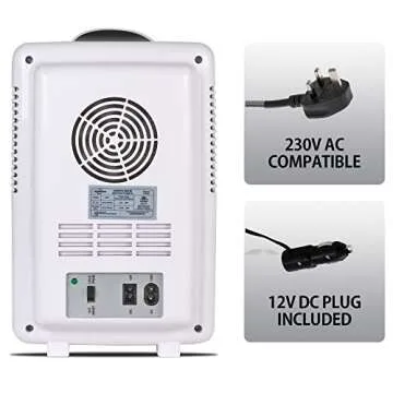 Koolatron Cosmetics Fridge w/Lighted Makeup Mirror, 6L Portable Skincare Refrigerator w/LED Ring Light, 12 Volt DC and 110 Volt AC Cords, Beauty Serum, Face Mask, Home, Travel, Hotel, Dorm, Office