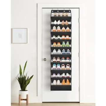 AOODA 10 Tier Over Door Shoe Organizer Fits 20 Pairs