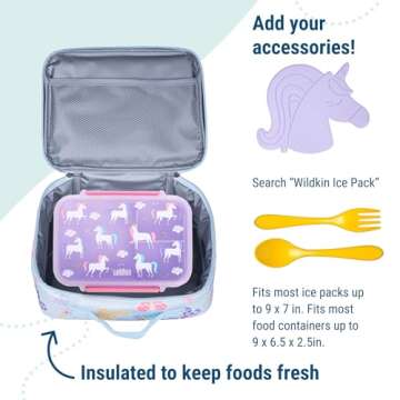 Wildkin Kids Insulated Lunch Box – Durable and Reusable for School & Travel - Butterfly Garden