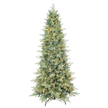 6 FT Prelit Artificial Skinny Christmas Tree - Blue Spruce Decor with 300 Lights