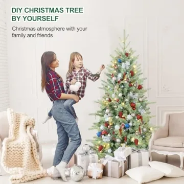 6 FT Prelit Slim Christmas Tree with Mixed Branch Tips