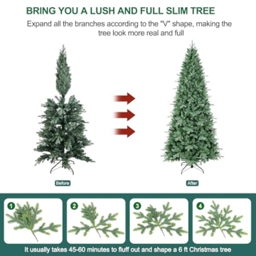 6 FT Prelit Slim Christmas Tree with Mixed Branch Tips