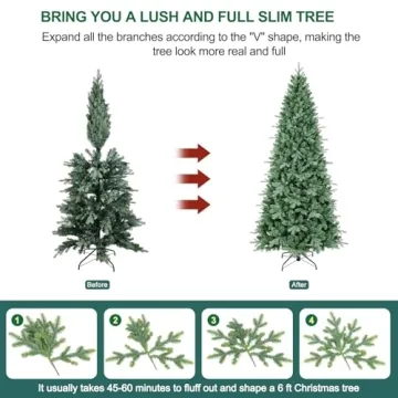 6 FT Prelit Slim Christmas Tree with Mixed Branch Tips