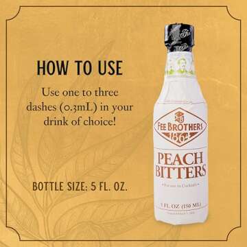 Fee Brothers Peach Cocktail Bitters - Aromatic Cocktail Mixer & Concentrated Flavoring, Gluten Free, Vegan-Friendly, 5 fl oz