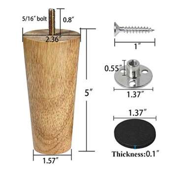 Sopicoz Wood Furniture Legs Set of 4 - Durable & Stylish