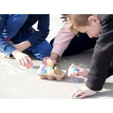 Kid Made Modern Sidewalk Chalk Set for Kids - Washable, Colored Egg Chalk with 3 Layer for Outdoor Play and Chalkboard Art - Ages 3+ (6 Pieces, Multicolor)