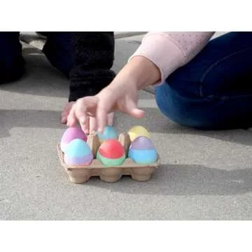 Kid Made Modern Sidewalk Chalk Set for Kids - Washable, Colored Egg Chalk with 3 Layer for Outdoor Play and Chalkboard Art - Ages 3+ (6 Pieces, Multicolor)