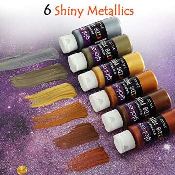 24 Color Washable Paint Set for Kids - Mix of Tempera Fluorescent & Metallic Colors - 2-Ounce Bottles of Bold Non-Toxic Kids Paints - Toddler Art Supplies Great for Finger Painting, Art Projects