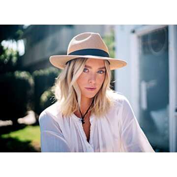 Pineapple&Star Sun Straw Fedora Beach Hat Fine Braid UPF50+ for Unisex (Medium, Brown_BowBK)