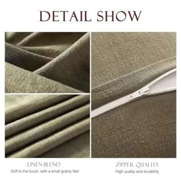 patdrea Green Shabby Chic Decorative Throw Pillow Covers 22x22 Set of 2, Farmhouse Linen Pillow Covers with Folded Edge, Square Sturdy Throw Pillow Case for Sofa, Bed and Living Room