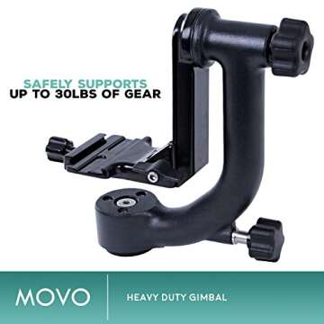 Movo GH700 Professional Gimbal DSLR Tripod Head with Arca-Swiss Quick-Release Plate - for Outdoor Bird/Wildlife Photography