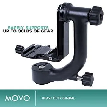 Movo GH700 Professional Gimbal DSLR Tripod Head with Arca-Swiss Quick-Release Plate - for Outdoor Bird/Wildlife Photography