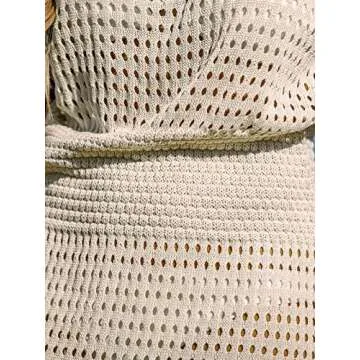 CUPSHE Women Bathing Suit Cover Up Swimsuit Crochet Cover-Up Swimwear Beach Dress Vacation Outfits Apricot M