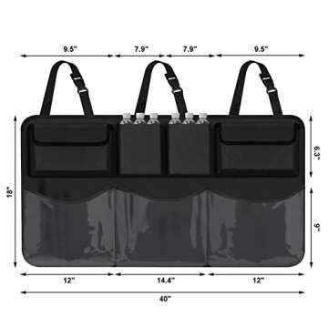 Snuopfy Car Trunk Organizer and Storage, Backseat Hanging Organizer for SUV, Truck, MPV,Van Collapsi...