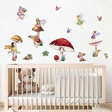 wondever Fairy Mushroom Wall Stickers for Kids - Magical Nursery Decor