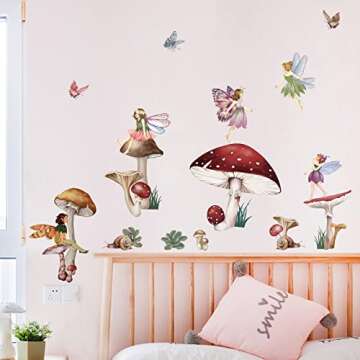 Magical Fairy Mushroom Wall Stickers for Kids Rooms