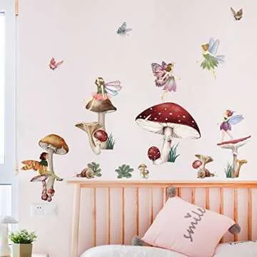 Magical Fairy Mushroom Wall Stickers for Kids Rooms