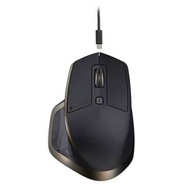 Logitech MX Master Wireless Mouse – Use on Any Surface, Ergonomic Shape, Hyper-Fast Scrolling, Rechargeable, for Apple Mac or Microsoft Windows Computers, Meteorite