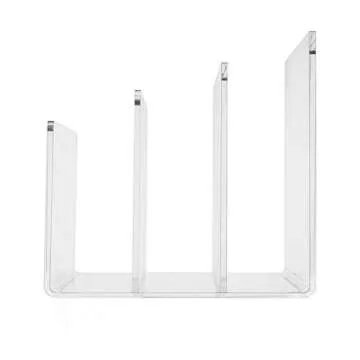 Clear Acrylic File Sorter, 3 Sections Desk Plastic File Folder Rack, Clear Office File Organizer for Document Paper Letter Book Envelope Laptop Makeup Eye Shadow Palette Mail Electronic Purse