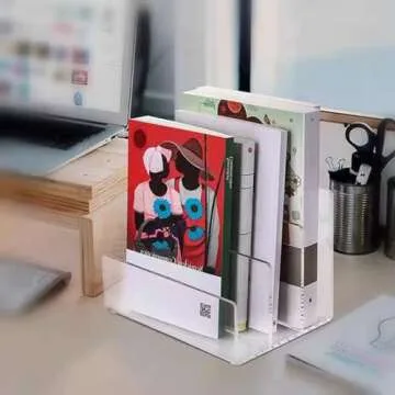 Clear Acrylic File Sorter, 3 Sections Desk Plastic File Folder Rack, Clear Office File Organizer for Document Paper Letter Book Envelope Laptop Makeup Eye Shadow Palette Mail Electronic Purse