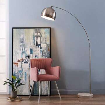Teamson Home Arquer 68.1" Arc Floor Lamp for Living Rooms, Home Offices, Dining Rooms, Bedrooms with...