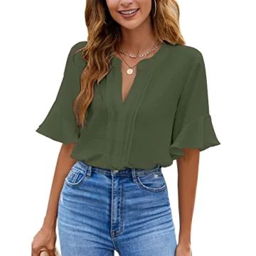 Stylish BMJL Women's Chiffon Ruffle Blouse for Summer