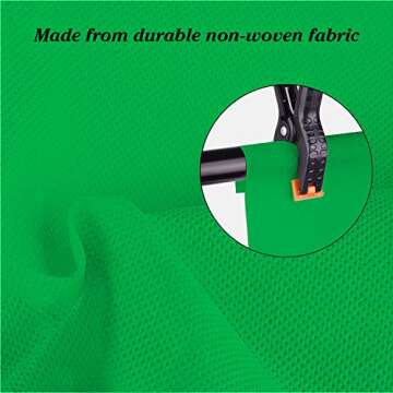 EMART 5x7 ft Non-Woven Fabric Solid Color Green Screen Photo Backdrop with 2 x Backdrop Clamps for Photoshoot, Studio, Video and Televison