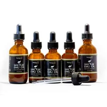 1# Emu Oil Pure 100% From Australia - For Hair Growth, Dry Skin, Nails, Wrinkles, Sunburns, Irritations, Scars, Acne, Stretch Marks, Burn Wounds, Piercings and Tattoos. Bottle (2 FL OZ) + Dropper.